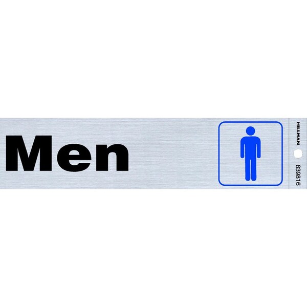 Hillman HILLMAN English Silver Restroom Sign 2 in. H X 8 in. W, PK6 839816 - main